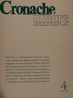 CRONACHE UMBRE. Rivista mensile di politica e cultura. 4 aprile …