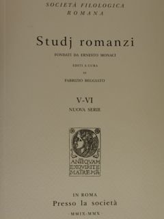 Società Filologica Romana. STUDJ ROMANZI. V-VI Nuova serie.