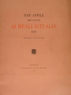 XXII Aprile MDCCCXCIII AI REALI D'ITALIA. Ode.