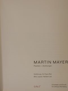 MARTIN MAYER. Plastiken-Zeichnungen.