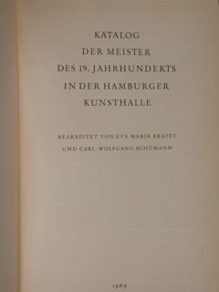 KATALOG DER MEISTER DES 19. JAHRHUNDERTS IN DER HAMBURGER KUNSTHALLE.