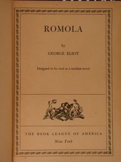 ROMOLA. Designed to be read as a modern novel.