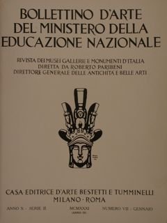 BOLLETTINO D'ARTE DEL MINISTERO DELLA EDUCAZIONE NAZIONALE. Gennaio - giugno …