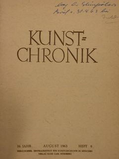 KUNSTCHRONIK. August 1963 - heft 8.