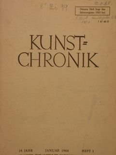 KUNSTCHRONIK. Januar 1966 - Heft 1.