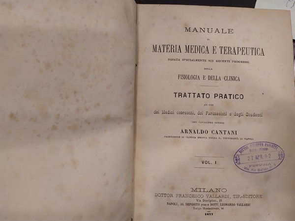 Manuale di materia medica e terapeutica basata specialmente sui recenti …