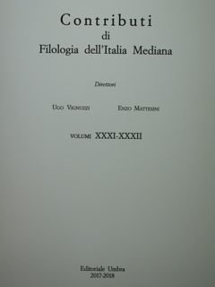 Contributi di Filologia dell'Italia Mediana. Vol. XXXI-XXXII. 2017-2018.