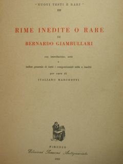 Rime inedite e rare di Giambullari Bernardo.