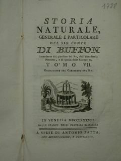 Storia Naturale generale e particolare del Sig. Conte DI BUFFON …