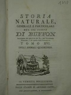 STORIA NATURALE, generale e particolare del sig. conte DI BUFFON …