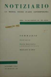 NOTIZIARIO. La Medusa studio d'arte contemporanea. Roma, ottobre 1961 numero …