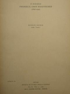 IN MEMORIAM FREDERICK SIMON BODENHEIMER (I896-1959)