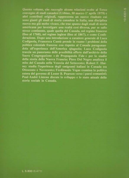 Canadiana. Storia e storiografia canadese. A cura di Luca Codignola.