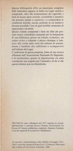 Bibliografia della deportazione nei campi nazisti. A cura di Teo …