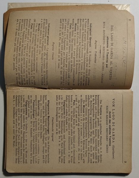 Escursioni nel Trentino Meridionale e nelle Prealpi Venete. Riva-Arco-Rovereto. Schio-Recoaro-Asiago-Vicenza.