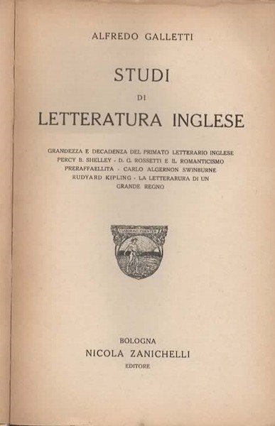 Studi di letteratura inglese. Grandezza e decadenza del primato letterario …