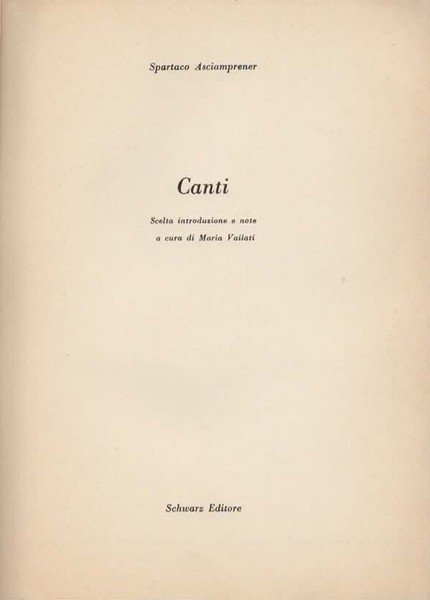 Canti. Scelta introduzione e note a cura di Maria Vailati.