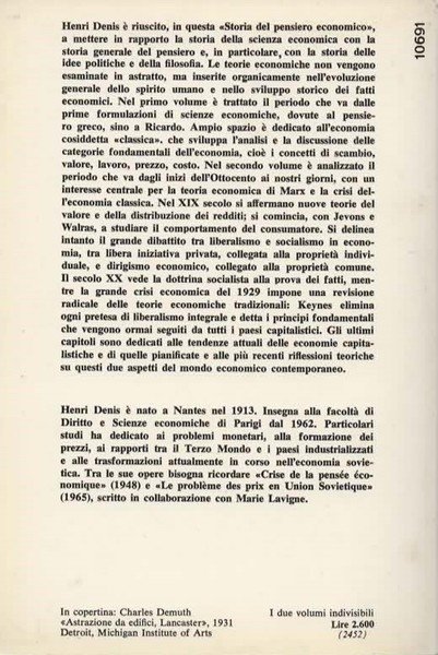 Storia del pensiero economico. Volume primo: da Platone a Ricardo. …