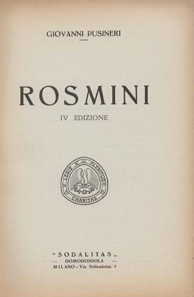 Rosmini. IV edizione.