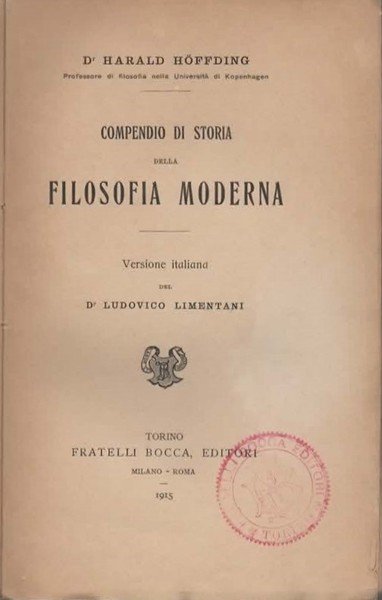 Compendio di storia della filosofia moderna.