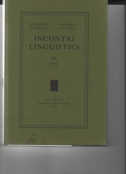 INCONTRI LINGUISTICI 36 (2013).