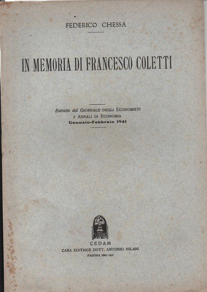 In memoria di Francesco Coletti.