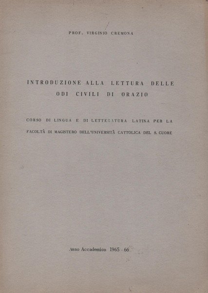 Introduzione alla lettura delle Odi Civili di Orazio. Corso di …