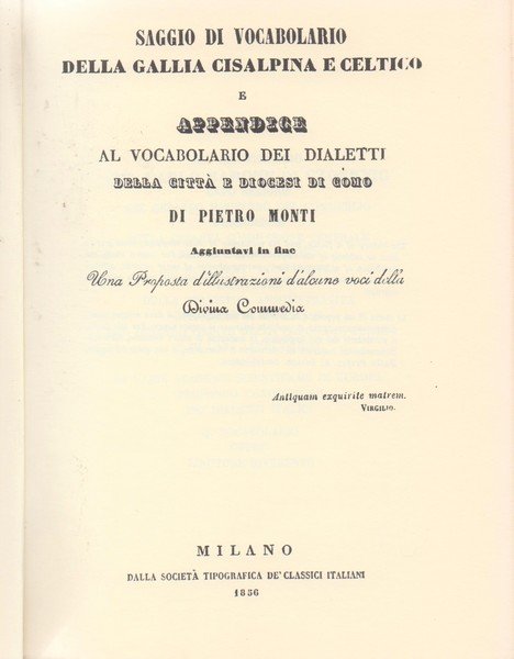 Saggio di Vocabolario della Gallia Cisalpina e Celtico e appendice …