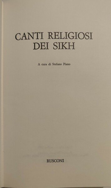 Canti religiosi dei Sikh. A cura di Stefano Piano.