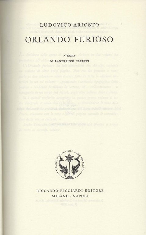 Orlando furioso. A cura di Lanfranco Caretti.
