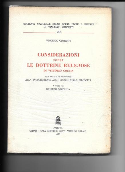 Considerazioni sopra le dottrine religiose di Vittorio Cousin.