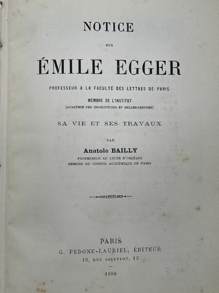 Notice sur Emile Egger