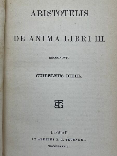 ARISTOTELIS - DE ANIMA LIBRI III.