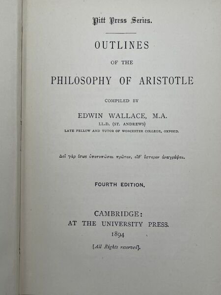 Outlines of the philosophy of Aristotle