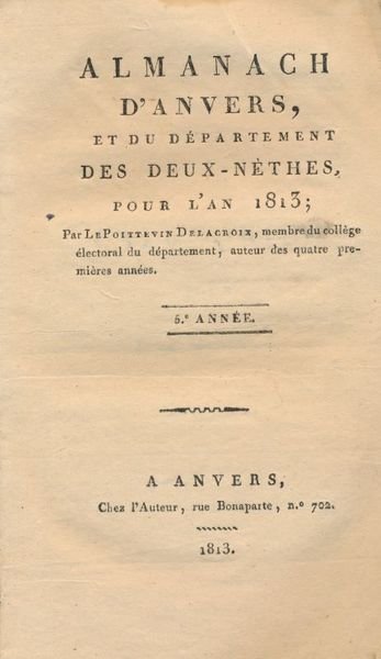 Almanach d'Anvers et du département des Deux-Nèthes, pour l'an 1813