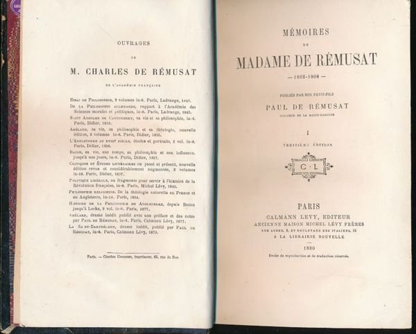 Mémoires de Madame de Rémusat 1802 - 1808. Publiés par …