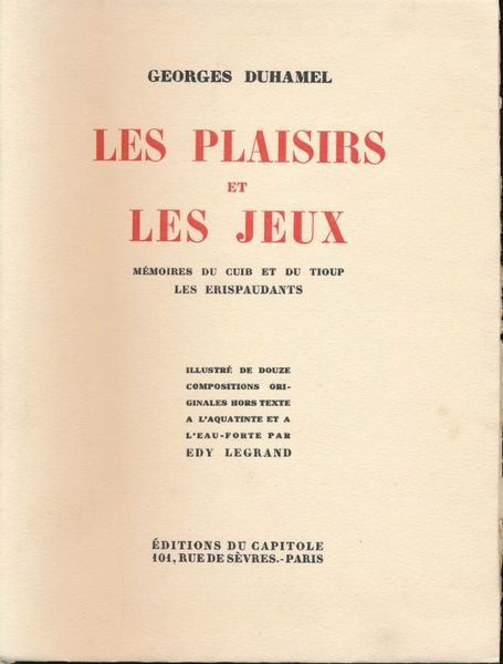 Les plaisirs et les jeux. Mémoires du Cuib et du …