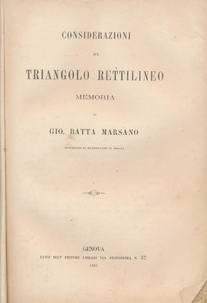 Considerazioni sul triangolo rettilineo memoria