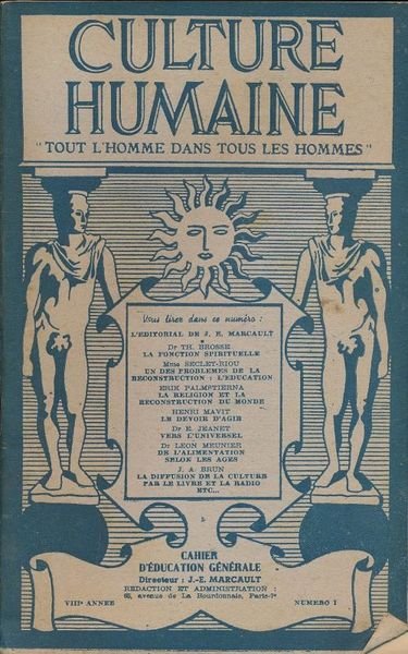 Culture humaine. "Tout l'Homme dans tous les Hommes". N° 1