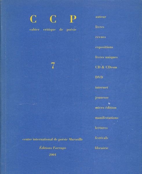 CCP. Cahier critique de poésie. 7. Dossier Jean-François Bory