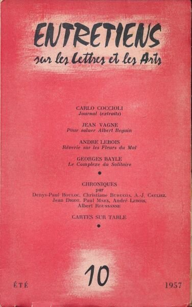 Entretiens sur les lettres et les arts. 10