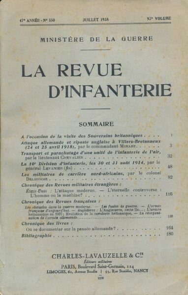 La revue d'infanterie 47è année - n° 550 - Juillet …