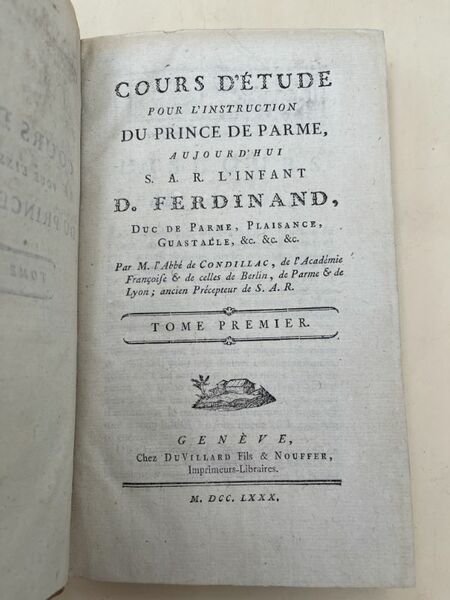 Cours d'étude pour l'instruction du Prince de Parme, aujourd'hui S. …