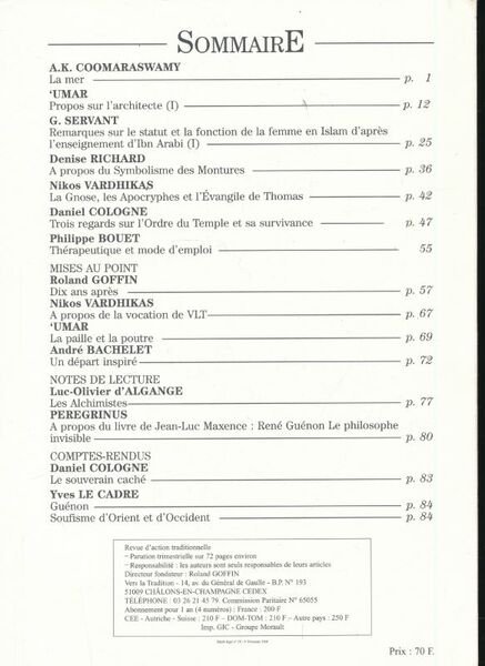 Vers la tradition. 85