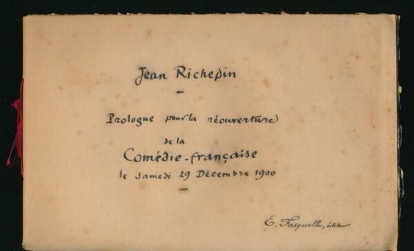 Prologue pour la réouverture de la Comédie Française le samedi …