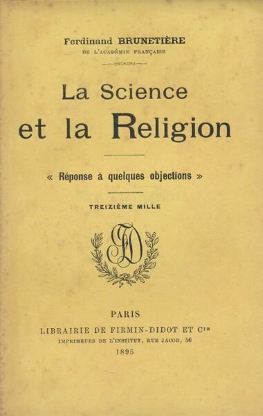 La science et la Religion "Réponse à quelques objections"