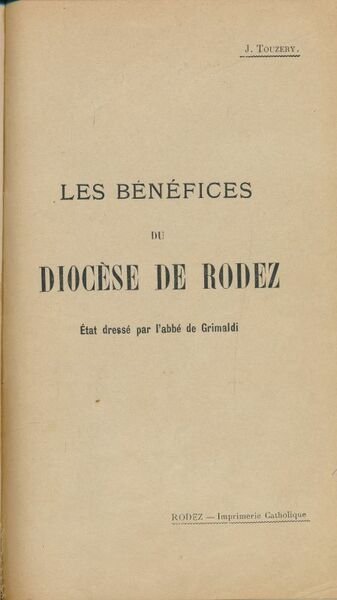 Les bénéfices du Diocèse de Rodez avant la Révolution de …
