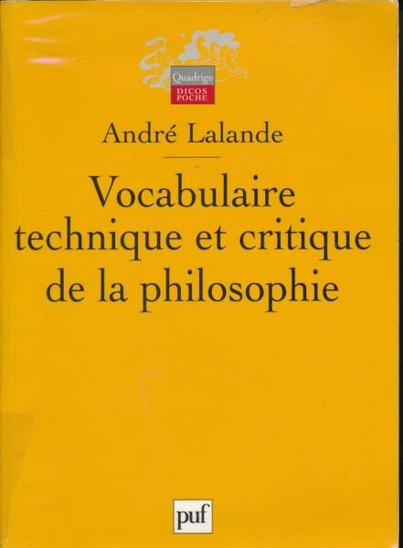 Vocabulaire technique et critique de la philosophie