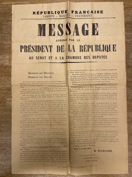 Affiche : Message adressé par le Président de la République …