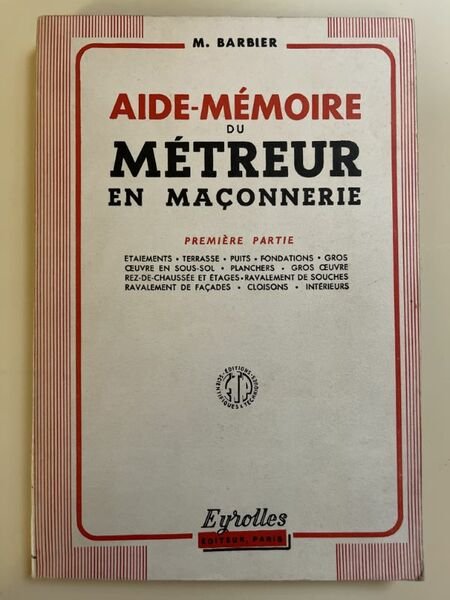 Aide mémoire du metreur en maçonnerie